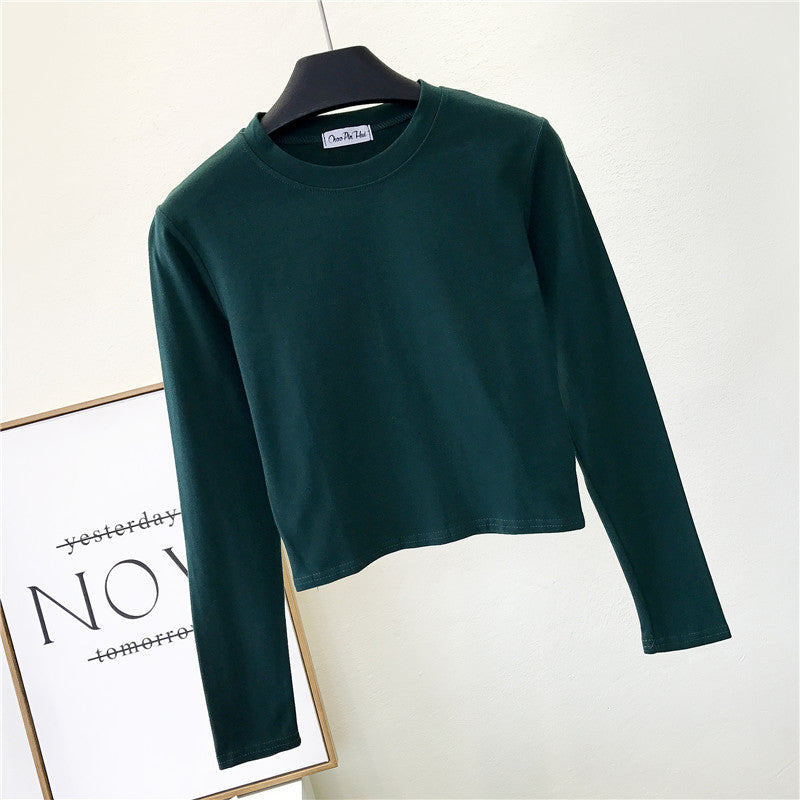 Long Sleeve Solid Crop Top - Femboy Fashion