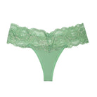 Green plus size lace thong panties