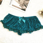 Green sexy lace skirted panties with bowknot