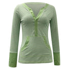 Green sweet striped long sleeve t shirt with pocket