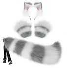 Grey cat ears and tail with gloves set