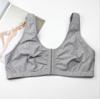 Grey Cotton Front Closure Pocket Bra - Femboy Fashion