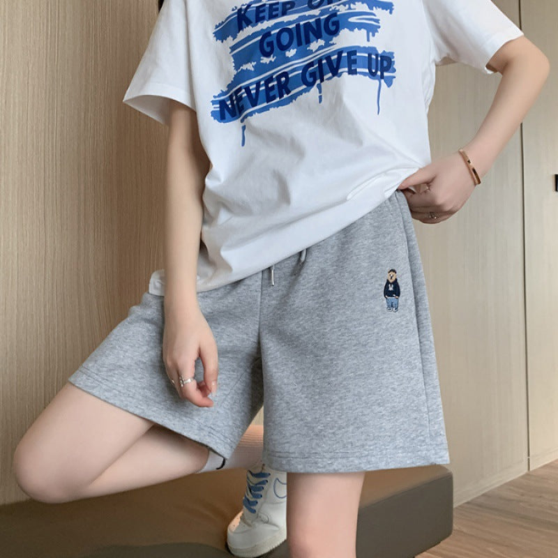 Femboy in Grey Cotton Lounge Short and White T-shirt - Femboy Fashion