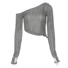 Dropped Shoulder Long Sleeve T-Shirt Grey - Femboy Fashion