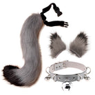 Gray Fox Ears Clips And Tail With Collar Set - Femboy Fashion