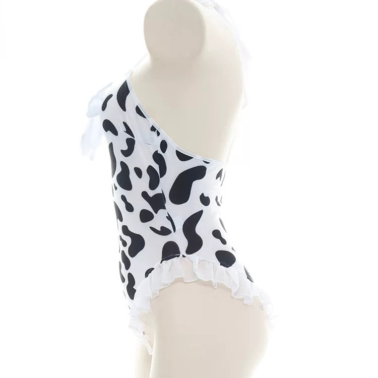 halter cow print bodysuit lingerie side