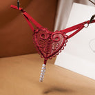 Heart sweet lace g string thong with pearls