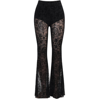High Waist Goth See Through Flare Pants