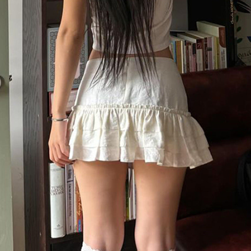 White Cake Short Skirt With Ruffles for Sale - Femboy Fashion