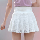 White Lace Pleated Skirt Back