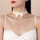 Lace Ruffle Choker With Bow Bell - Femboy Fashion