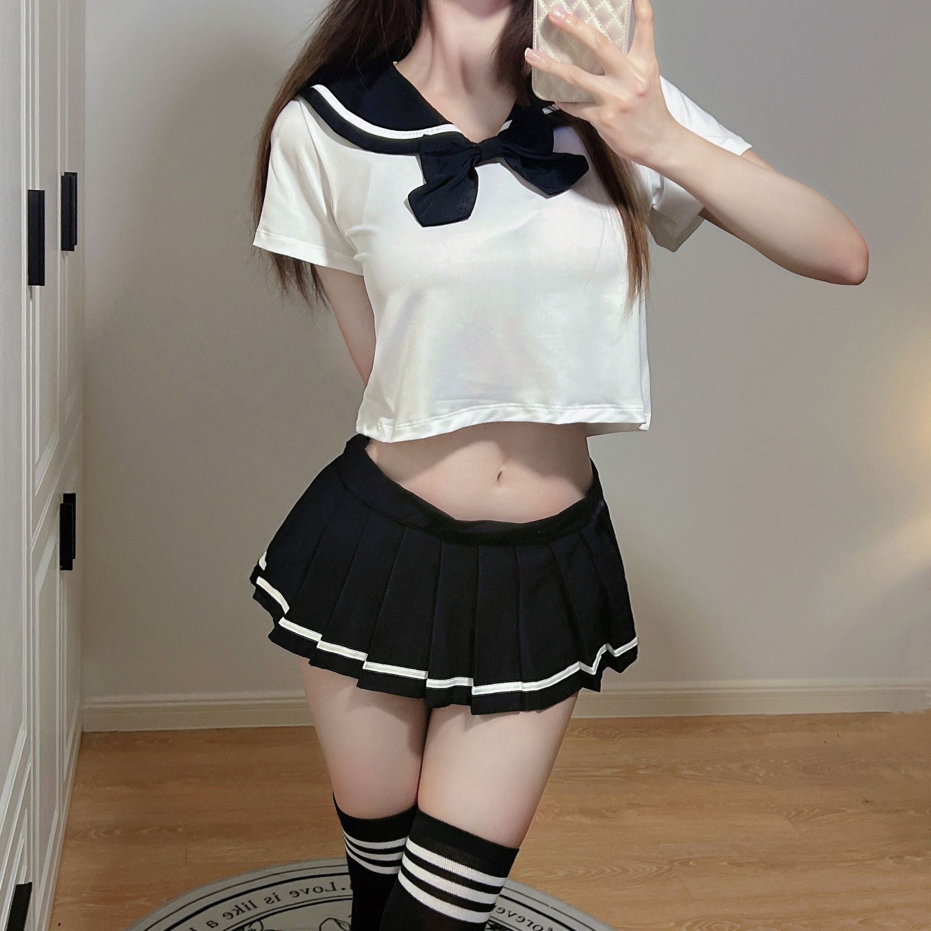 Femboy in Japanese School Girl Lingerie Set Black - Femboy Fashion