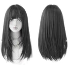 Jet Black Long Straight Wig With Bangs - Femboy Fashion