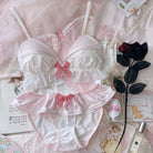 Kawaii Schoolgirl Ruffle Lingerie Set Pink- Femboy Fashion