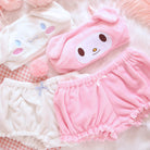 Pink and White Kawaii Velvet Top and Shorts Lingerie Sets - Femboy Fashion