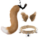 Khaki Fox Ears Clips And Tail With Collar Set - Femboy Fashion