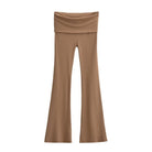 Femboy Khaki High Sport Kick Flare Pants - Femboy Fashion