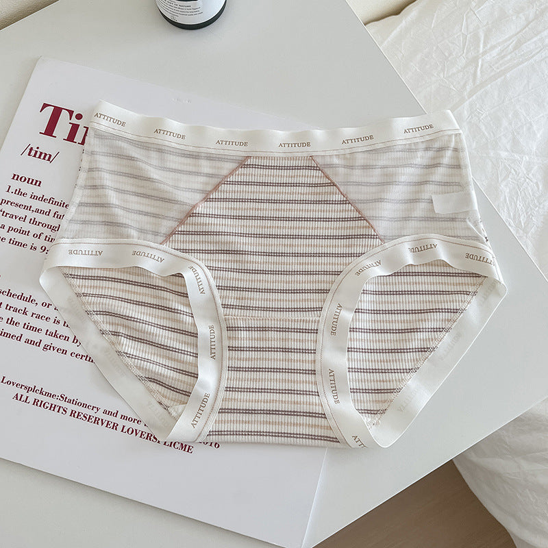 Khaki Plus Size Striped Mesh Panties