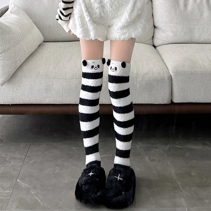 Knee High Black And White Striped Socks - Femboy Fashion