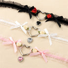 Lace Bow Choker With Heart - Femboy Fashion