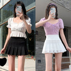 Black And White Lace Pleated Skirt
