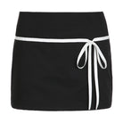 High Waist Black Skirt With Ribbon Bowknot - Femboy Fashion