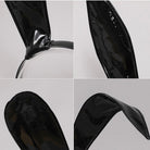 Black leather bunny ear headband details