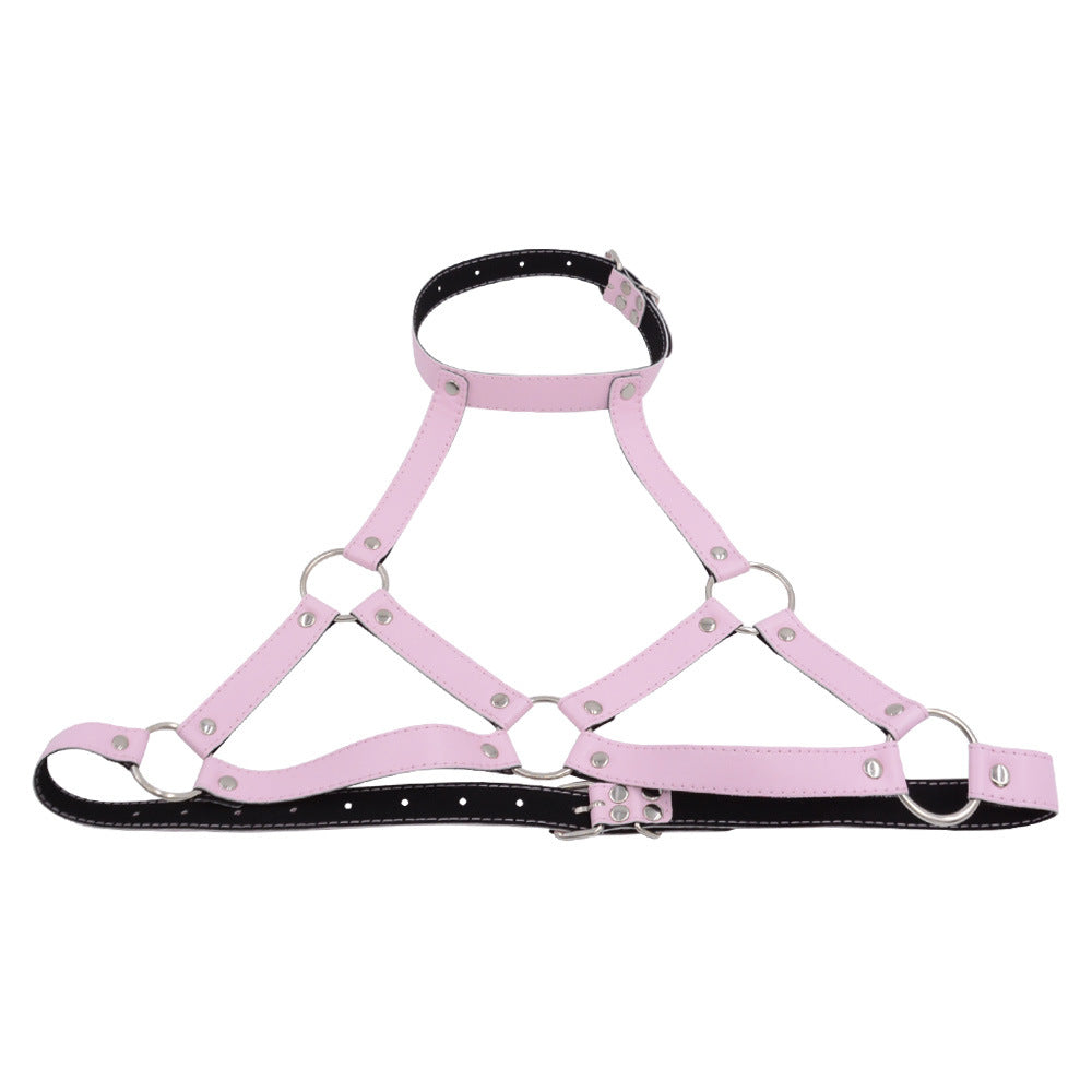 Leather harness cage bra femboy fashion