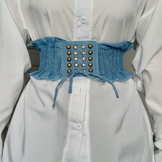 Light Blue Corset Belt for Femboy - Femboy Fashion