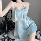 Light Blue Sexy Lace Trim Backless Nightgown for Femboy - Femboy Fashion