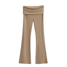 Light Brown High Sport Kick Flare Pants - Femboy Fashion