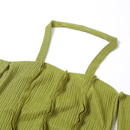 Lime Green Halter Top Long Sleeve - Femboy Fashion