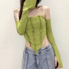 Lime Green Halter Top Long Sleeve for Femboy - Femboy Fashion