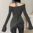 Long Sleeve Off Shoulder Top Grey - Femboy Fashion