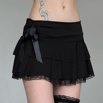 Sexy Femboy Low Waist Black Mini Skirt