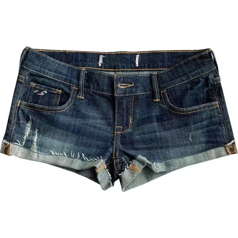 Low Waist Denim Jean Mini Shorts - Femboy Fashion