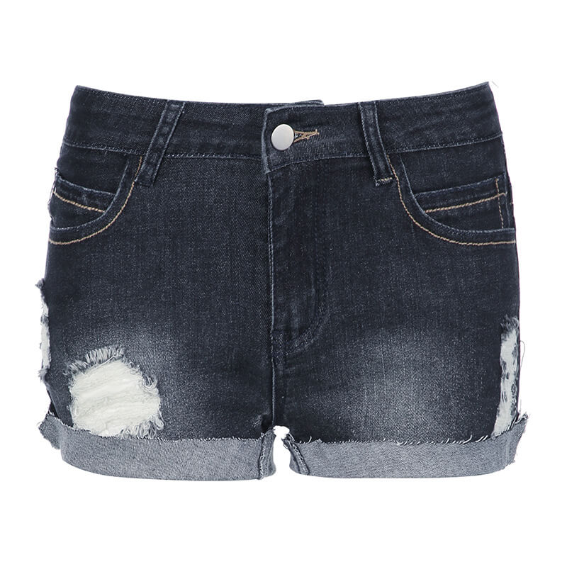 Low Waist Denim Jean Mini Shorts - Femboy Fashion