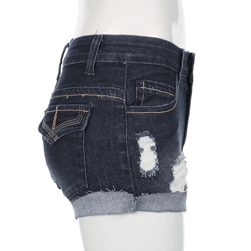 Low Waist Denim Jean Mini Shorts - Femboy Fashion