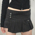 Low Waist Grey Irregular Mini Skirt - Femboy Fashion