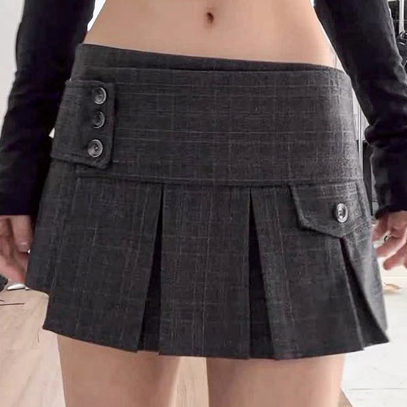 Low Waist Grey Irregular Mini Skirt - Femboy Fashion