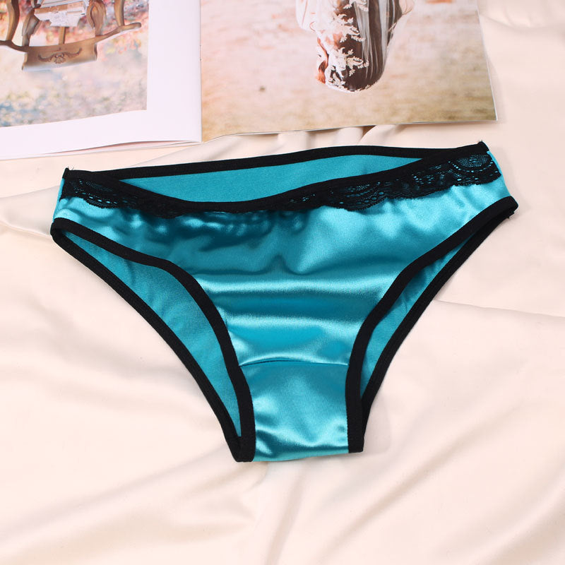 Luxurious blue satin panties