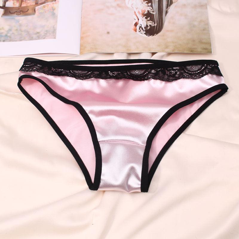 Luxurious pink satin panties