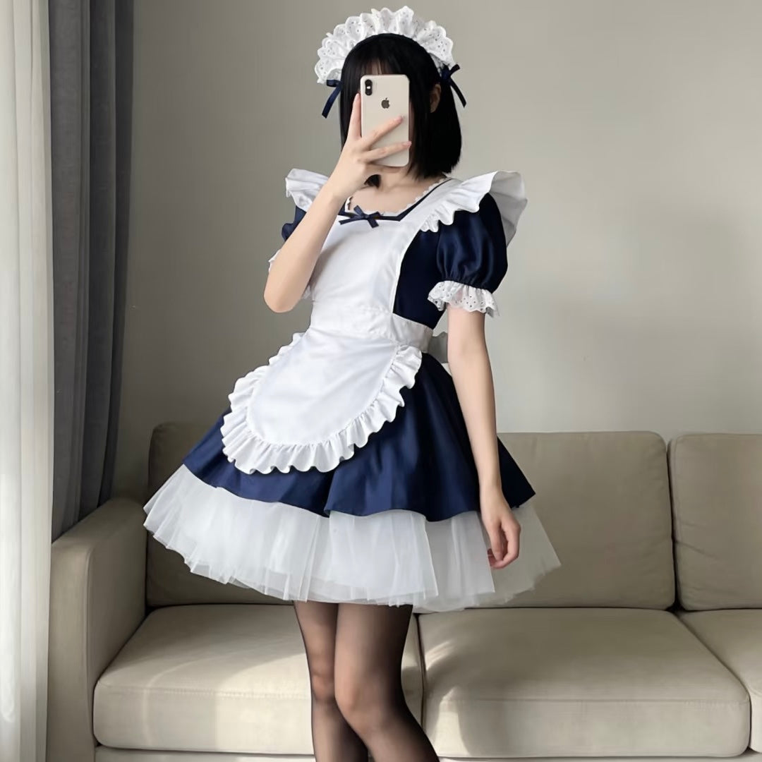 Navy cosplay lolita maid dress back