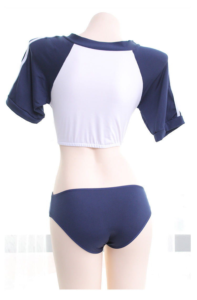 Navy Crop Top Lingerie Set - Femboy Fashion