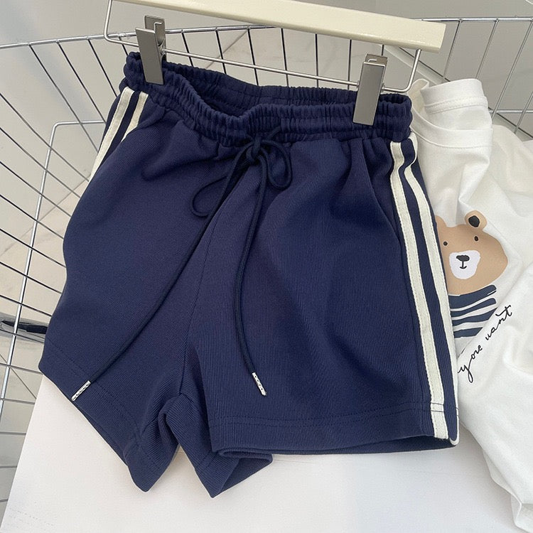 Navy elastic waist sport short
