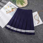 Navy Femboy Pleated Skirt With White Stripes - Femboy Fashion