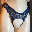 Navy Low Waist Lace Cameltoe Panties