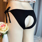 Black string hiding gaff panties crotchless back