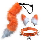 Orange And White Fox Ears Clips And Tail With Collar Set - Femboy Fashion