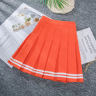 Orange Femboy Pleated Skirt With White Stripes - Femboy Fashion